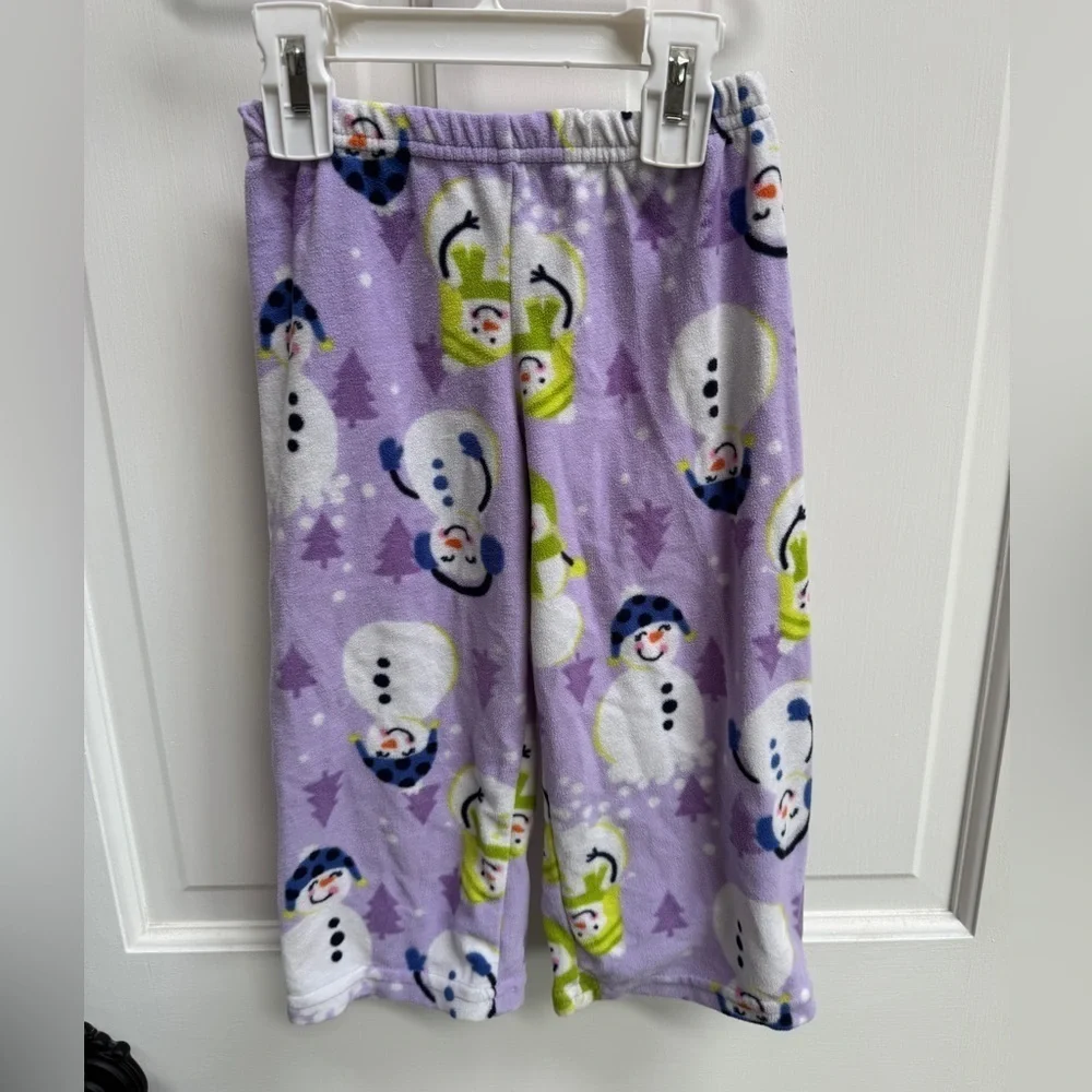 NWOT Carter's 2T Girls Snowman Fleece Pajama Bottoms - Purple and Green Winter